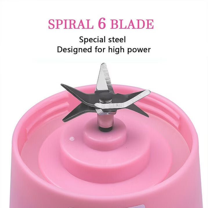 Portable Juicer Blender | USB Rechargeable | 6 Blades | 380ML