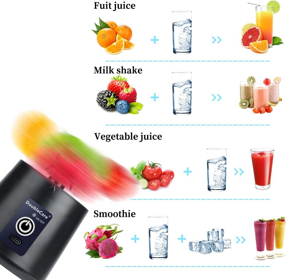 Portable Juicer Blender | USB Rechargeable | 6 Blades | 380ML