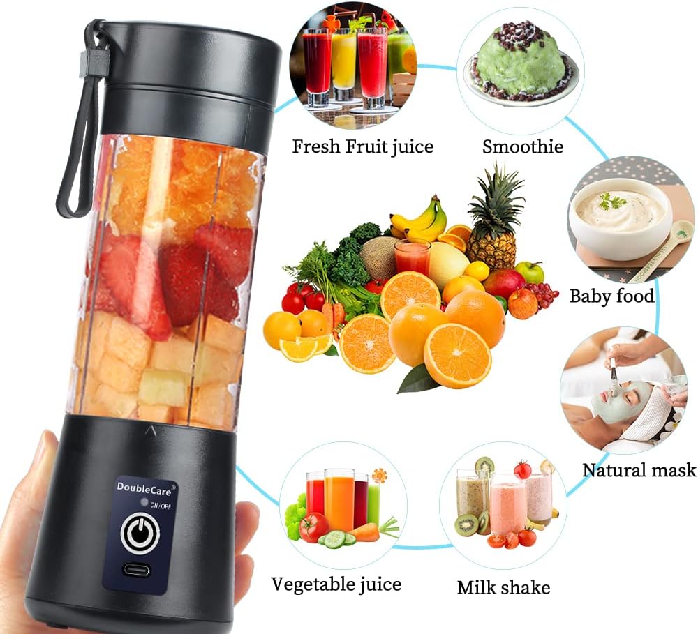 Portable Juicer Blender | USB Rechargeable | 6 Blades | 380ML