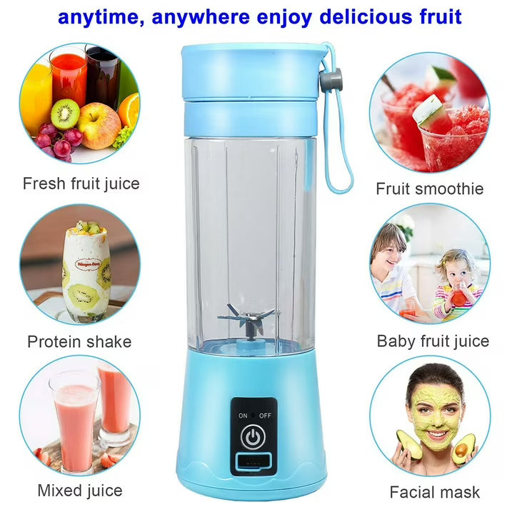 Portable Juicer Blender | USB Rechargeable | 6 Blades | 380ML