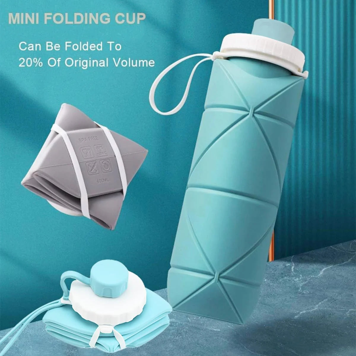 Zabeel's Premium Foldable Silicone  Water Bottle 600ML