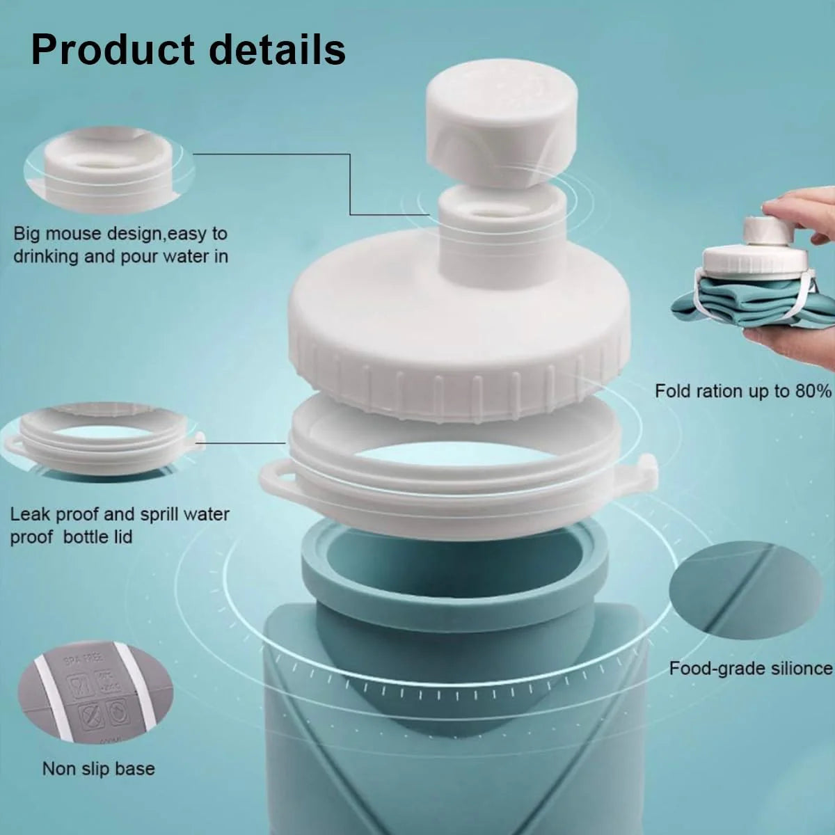 Zabeel's Premium Foldable Silicone  Water Bottle 600ML