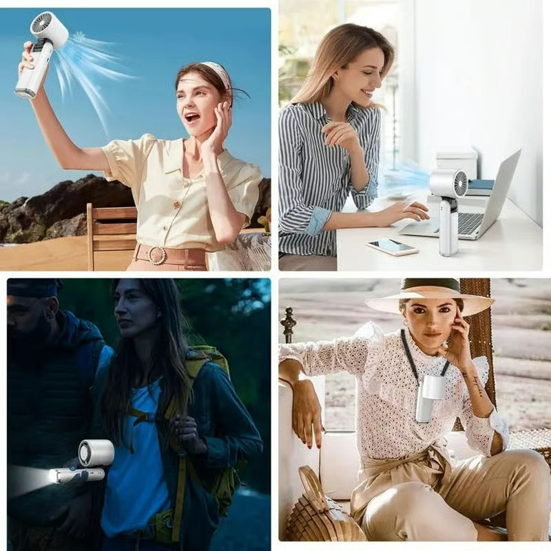 🌞Summer Hot Sale - Multifunction Portable Handheld Turbo Ice-Cooling Fan | AC-Like Gel Pad Tech, 5 Gears
